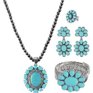 Western Turquoise for Women Boho Cowgirl Chic Vintage Navajo Pearl Necklace